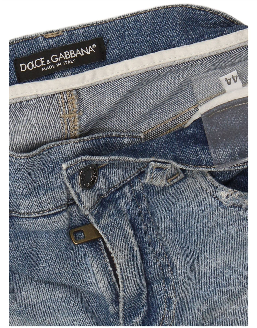 DOLCE & GABBANA Jeans Slim Feminino Distressed IT 44 Médio W30 L32 Azul