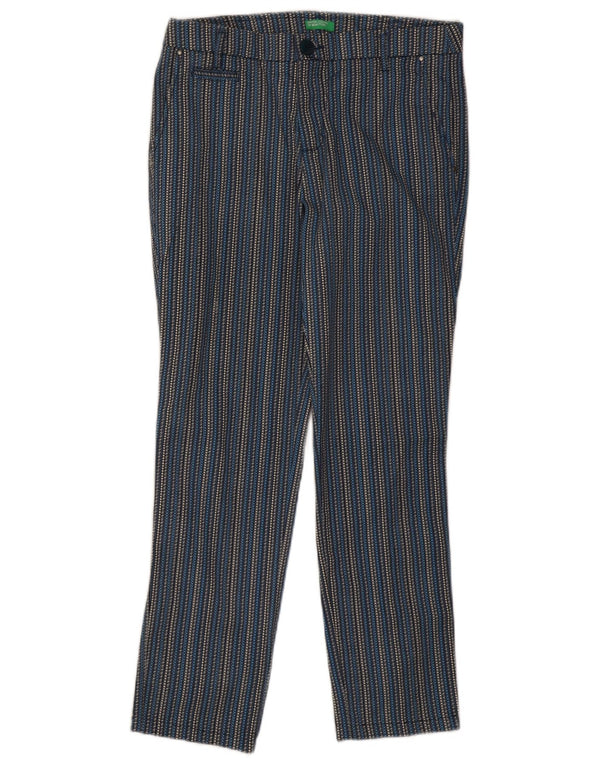 Calça Chino Feminina Slim Benetton Reino Unido 10 Pequeno W30 L27 Algodão Listrado Azul