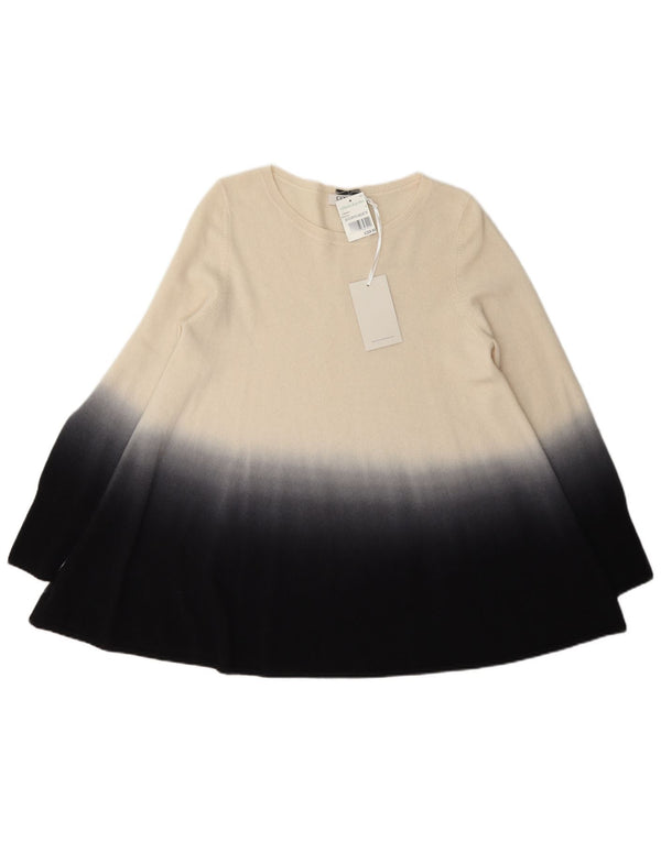 Suéter feminino Cocoa com gola canoa UK 12 bloco colorido bege médio