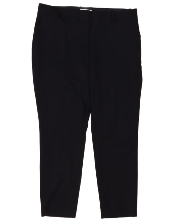 Calça casual feminina Reiss Slim Fit Reino Unido 18 XL W40 L29 Lã Preta