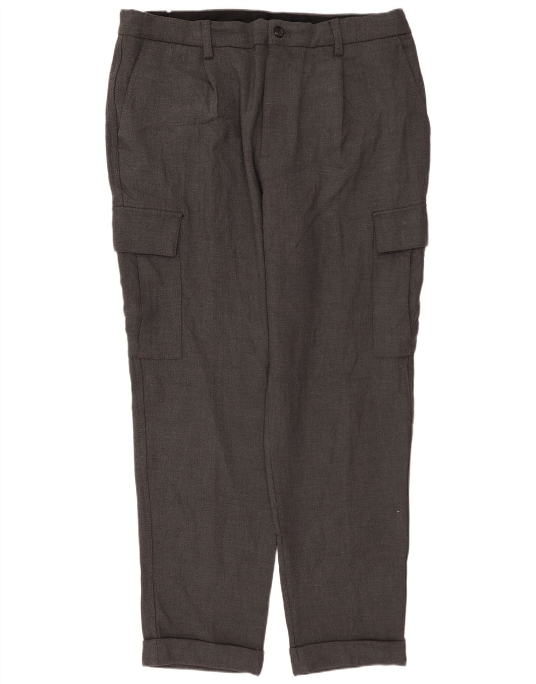 Calça cargo reta masculina ZARA EU 46 XL W36 L30 cinza poliéster