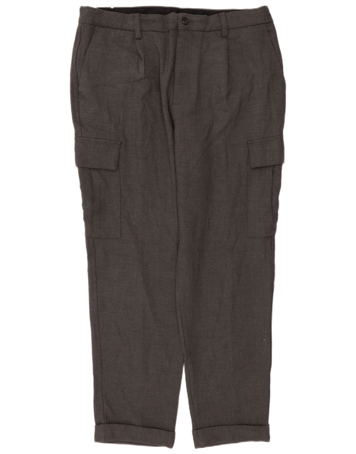 Calça cargo reta masculina ZARA EU 46 XL W36 L30 cinza poliéster