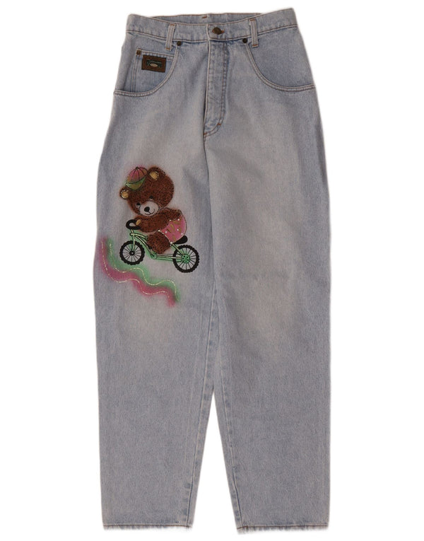 Jeans femininos vintage com cintura alta e afunilados IT 40 pequeno W28 L30 azul
