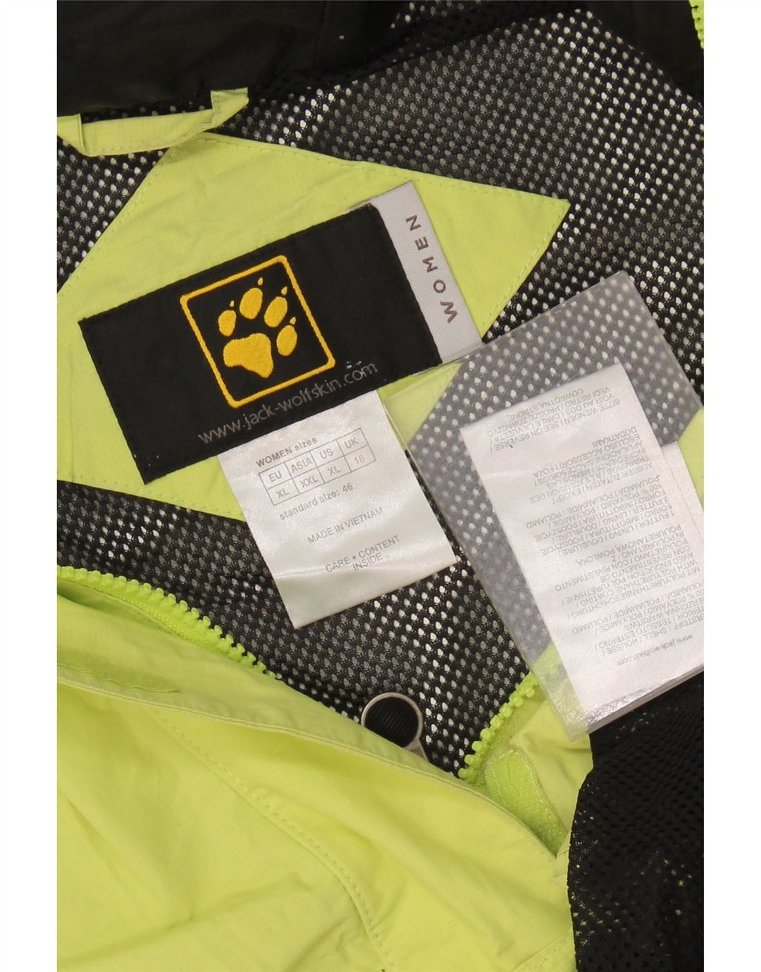 Jaqueta de chuva feminina com capuz JACK WOLFSKIN UK 18 XL poliamida verde