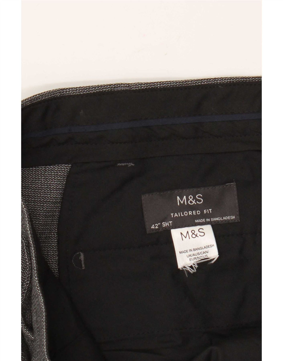 Calça masculina de terno reto Marks & Spencer sob medida W42 L28 cinza