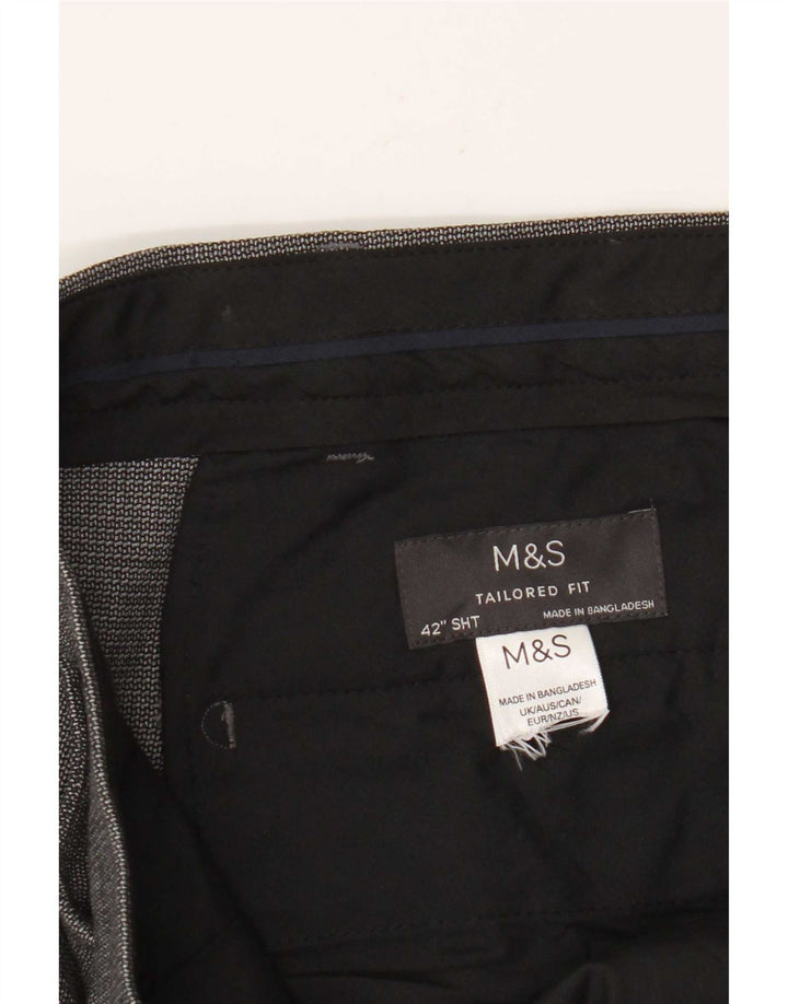 Calça masculina de terno reto Marks & Spencer sob medida W42 L28 cinza