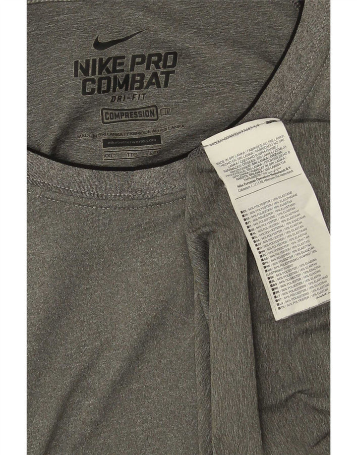Camiseta de compressão masculina Nike Top 2XL poliéster manchado cinza
