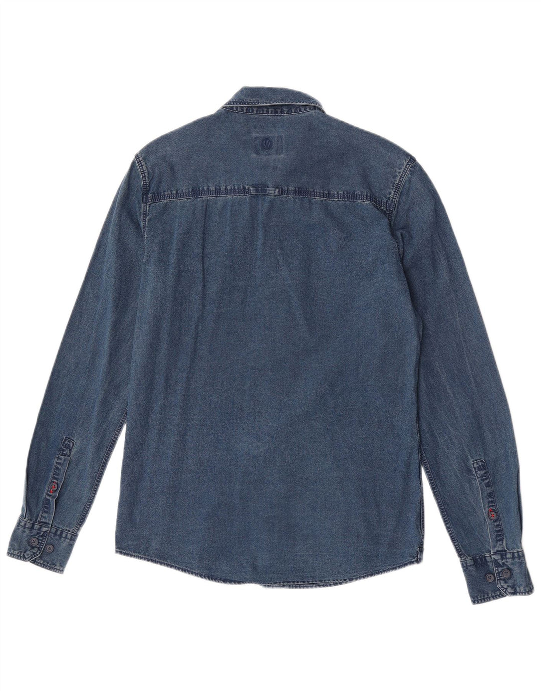 Fat Face Mens Slim Fit Camisa Jeans Pequeno Algodão Azul
