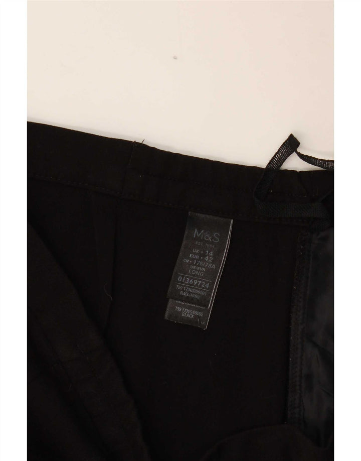Calça casual feminina Marks & Spencer Reino Unido 14 grande W34 L32 poliéster preto