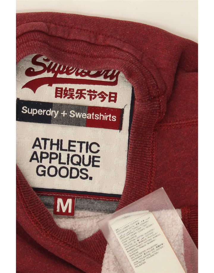 Superdry moletom gráfico masculino jumper médio algodão borgonha