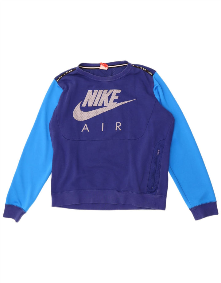Moletom gráfico masculino Nike Jumper médio azul colorblock algodão