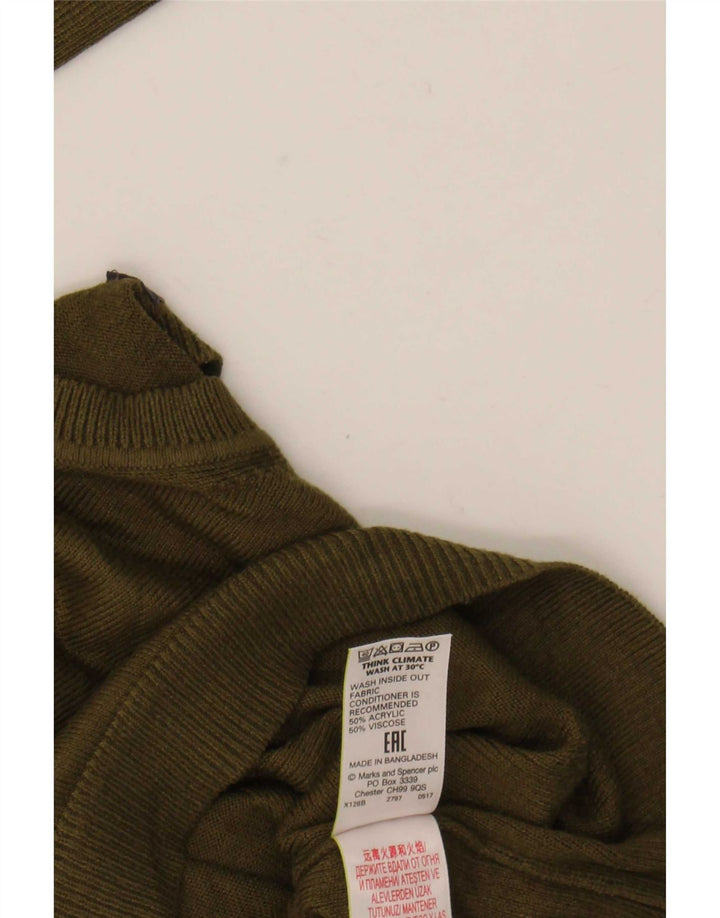 Suéter feminino Marks & Spencer grande com gola redonda Reino Unido 10 pequeno cáqui