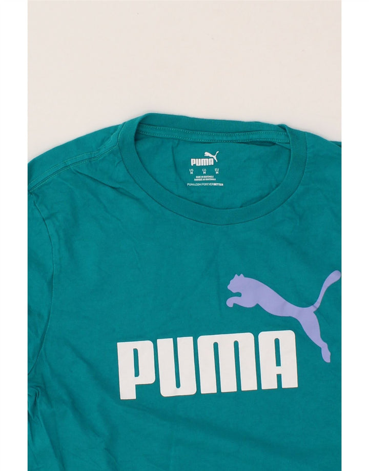 PUMA Mens Graphic T-Shirt Top Medium Turquoise Vintage Puma and Second-Hand Puma from Messina Hembry 