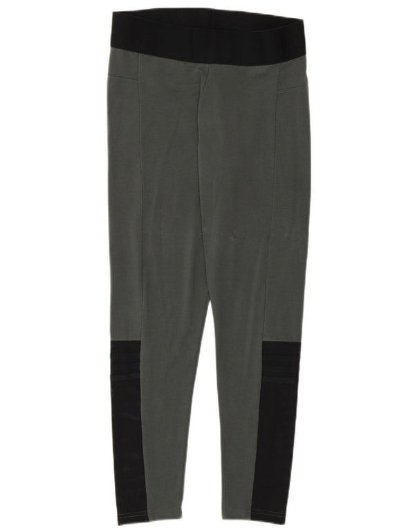 Leggings femininas Adidas UK 12/14 cinza médio colorblock algodão