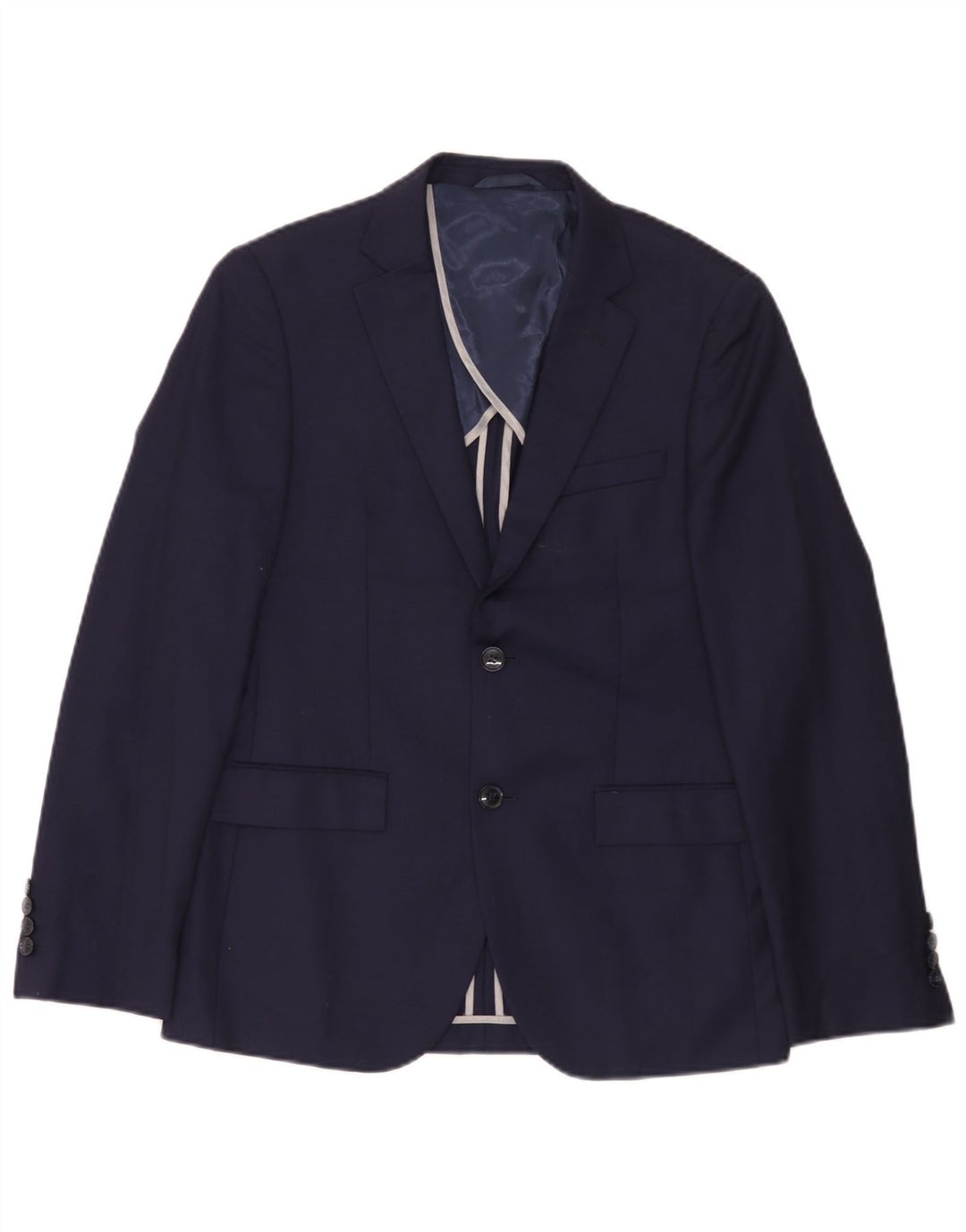 Jaqueta blazer masculina Dkny com 2 botões Slim Fit Reino Unido 38 lã azul marinho médio
