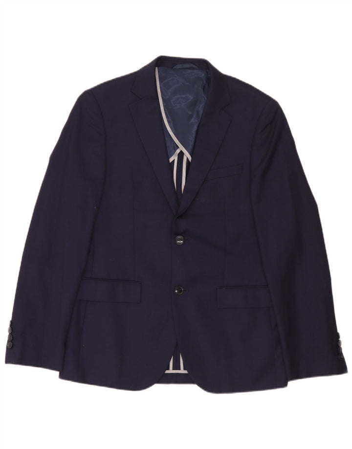 Jaqueta blazer masculina Dkny com 2 botões Slim Fit Reino Unido 38 lã azul marinho médio