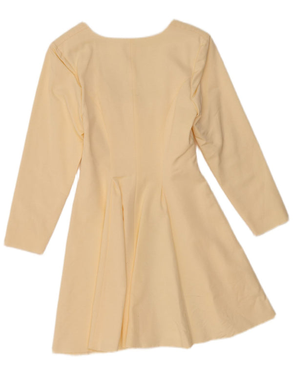 Vintage Womens Longline 7 button Blazer Jacket UK 6 XS Off White