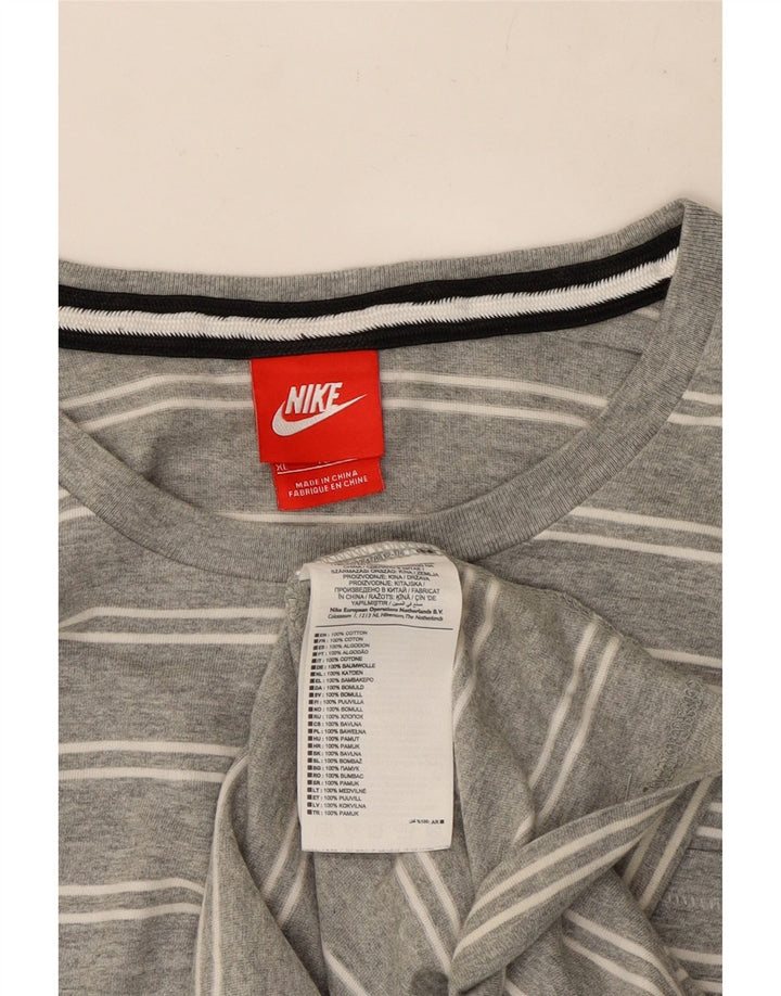 Nike Masculino Top Manga Longa XL Cinza Listrado Algodão
