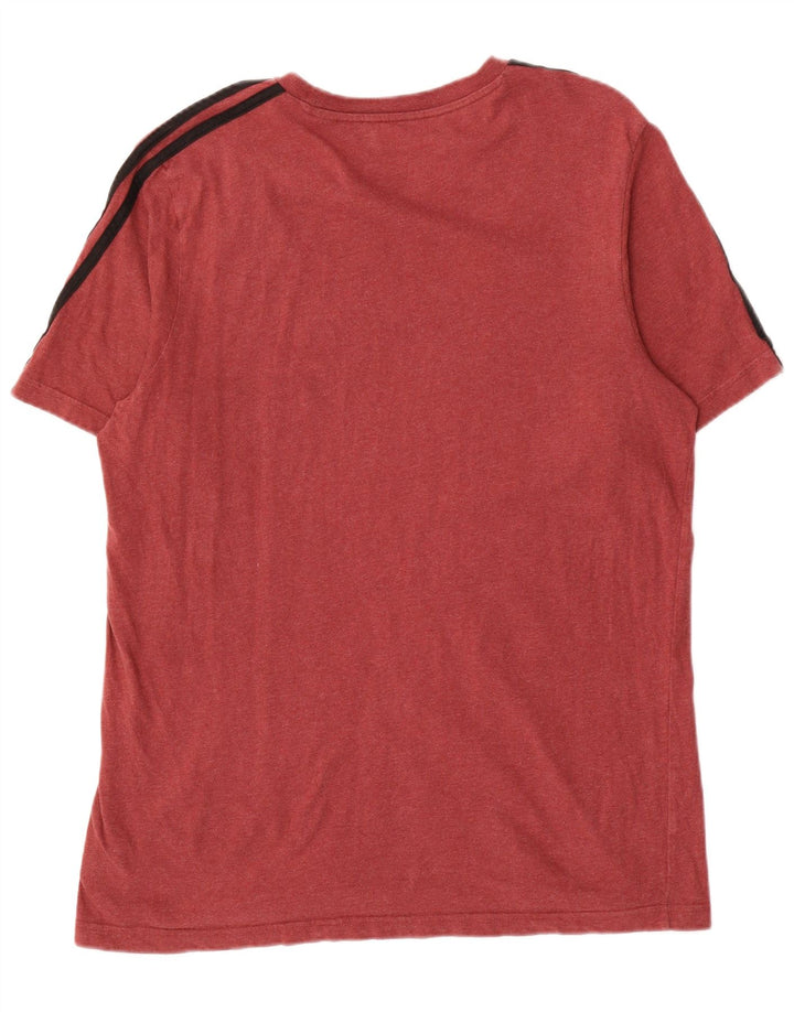 Adidas Mens Camiseta Top Grande Algodão Vermelho