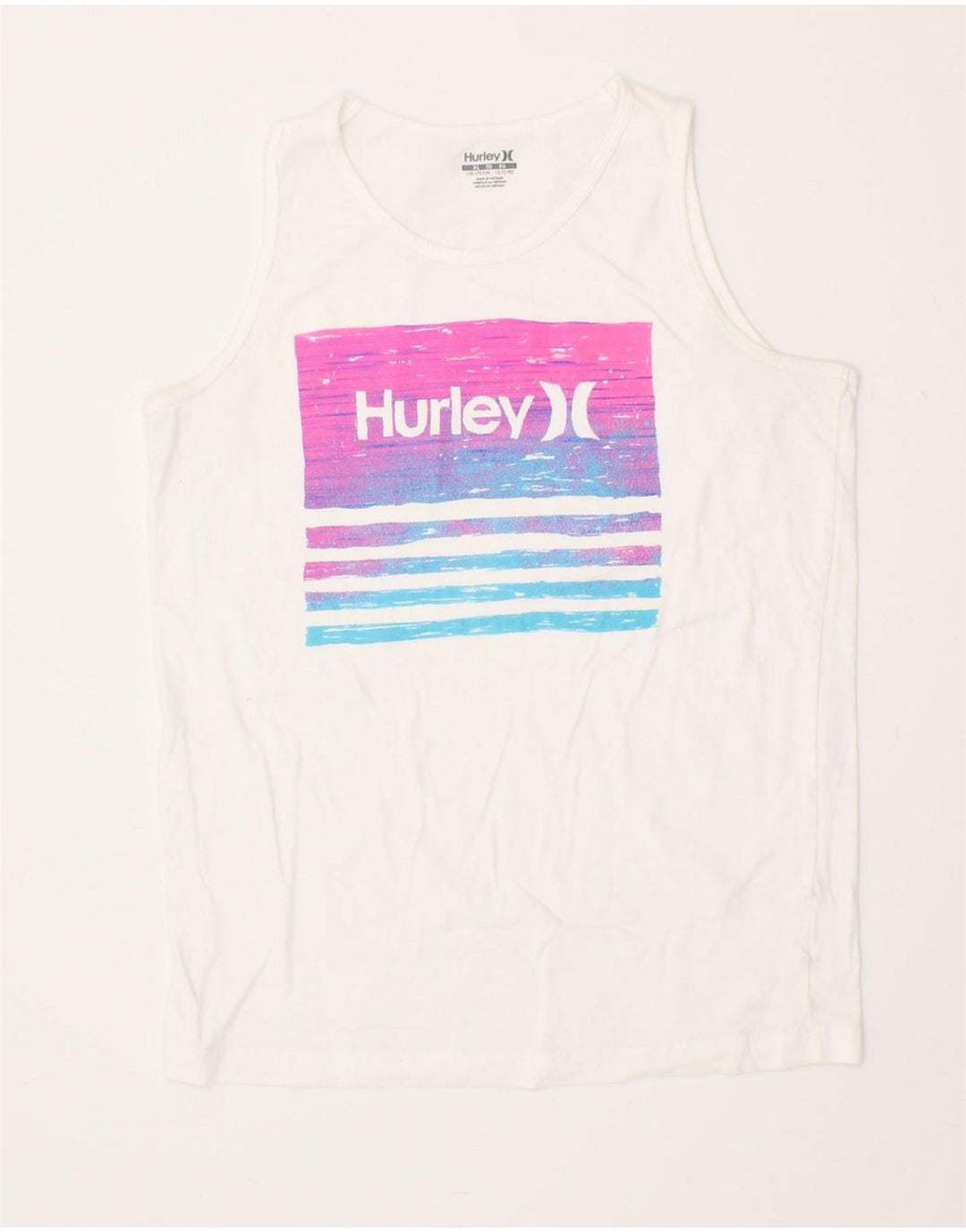 HURLEY Boys Graphic Vest Top 13-14 Years XL White Vintage Hurley and Second-Hand Hurley from Messina Hembry 