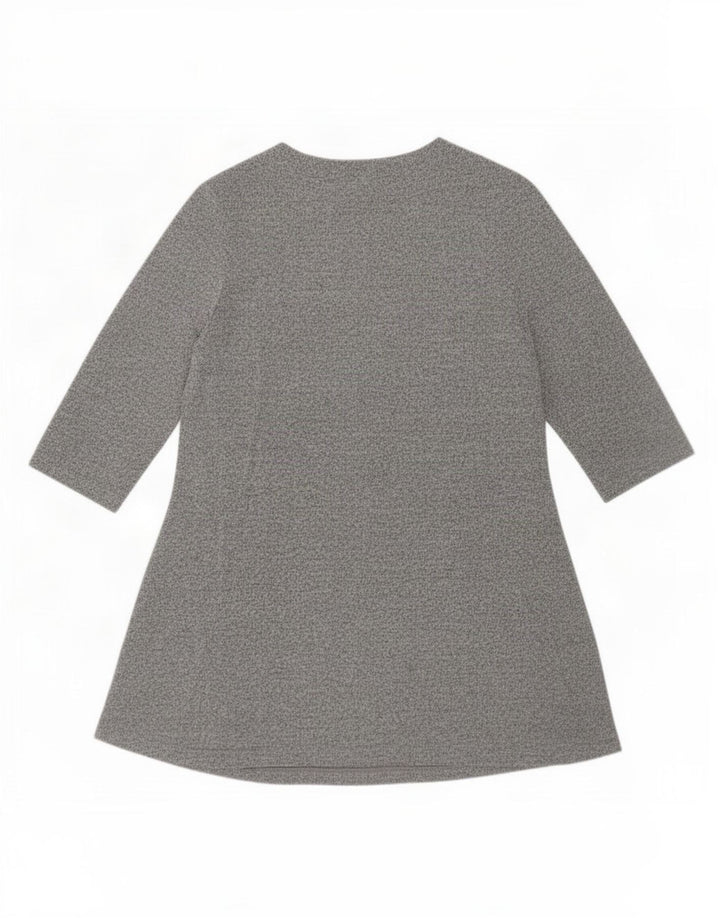 Vestido feminino Marks & Spencer manga 3/4 linha A UK 12 poliéster cinza médio