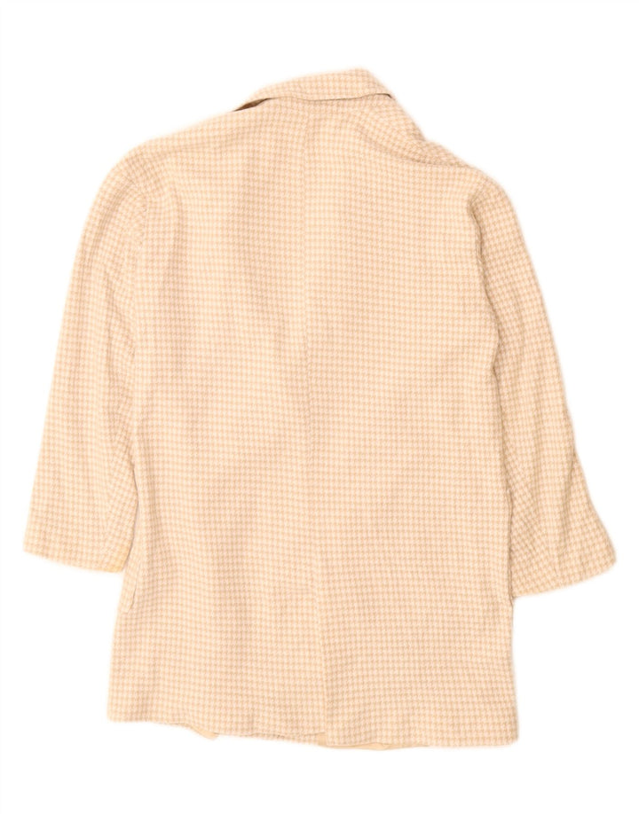 Jaqueta blazer oversized Zara feminina com 2 botões Reino Unido 6 XS Bege Houndstooth