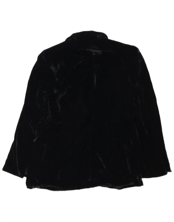 Zara Jaqueta blazer feminina oversized com 1 botão de veludo Reino Unido 14 médio preto