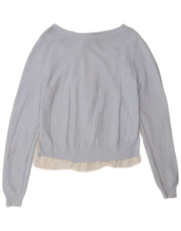 Suéter feminino MINT VELVET com gola canoa UK 14 bloco colorido azul médio