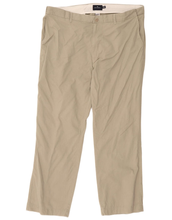 Calça chino reta masculina Marks & Spencer Blue Harbor W42 L31 cáqui
