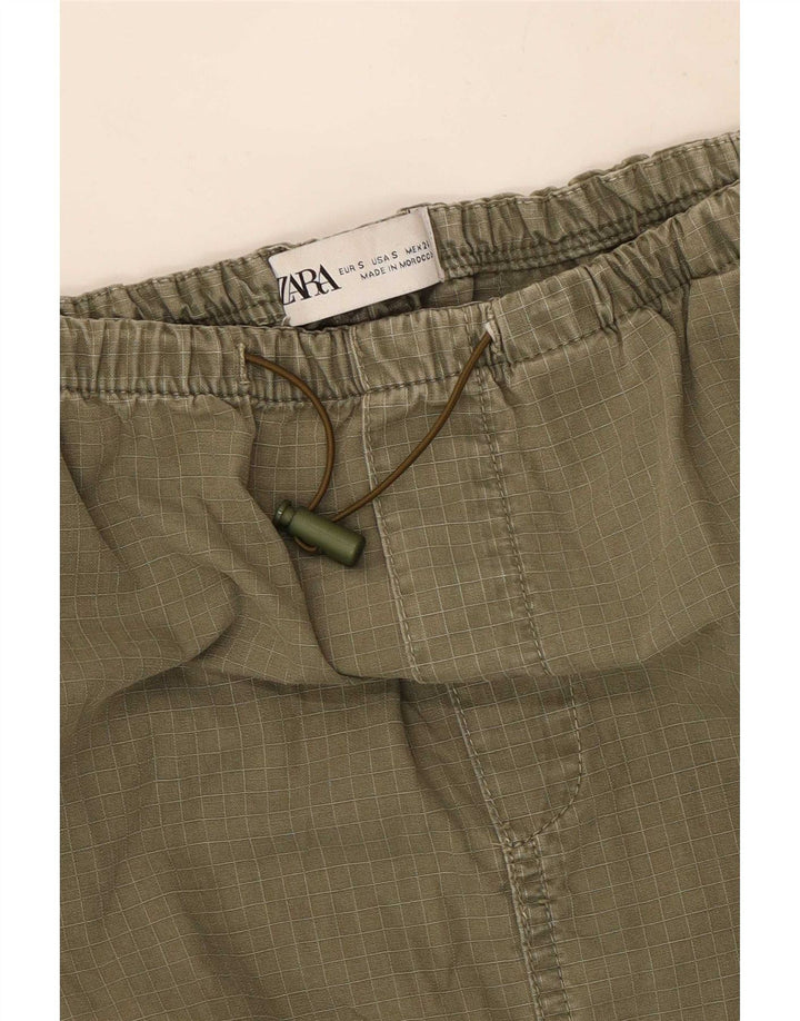 Saia maxi feminina Zara pequena W26 xadrez cáqui
