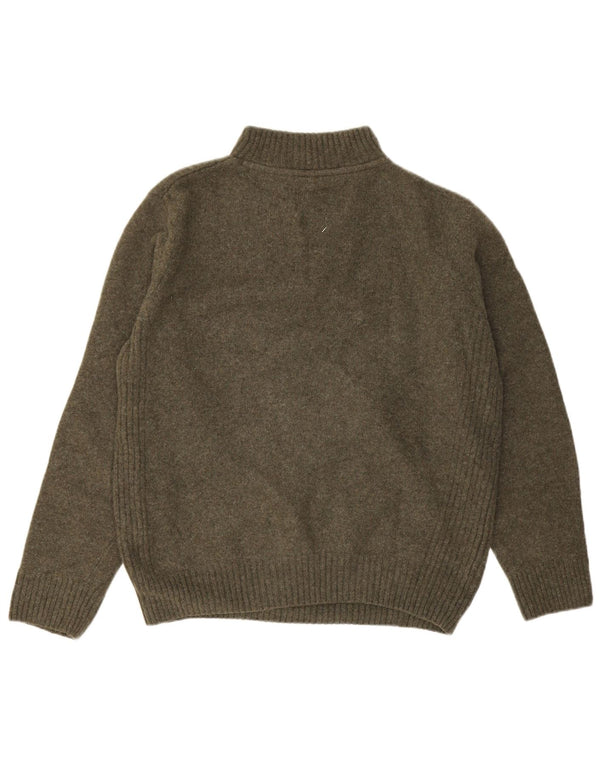 Suéter feminino Barbour com zíper e gola redonda Reino Unido 18 XL lã cáqui