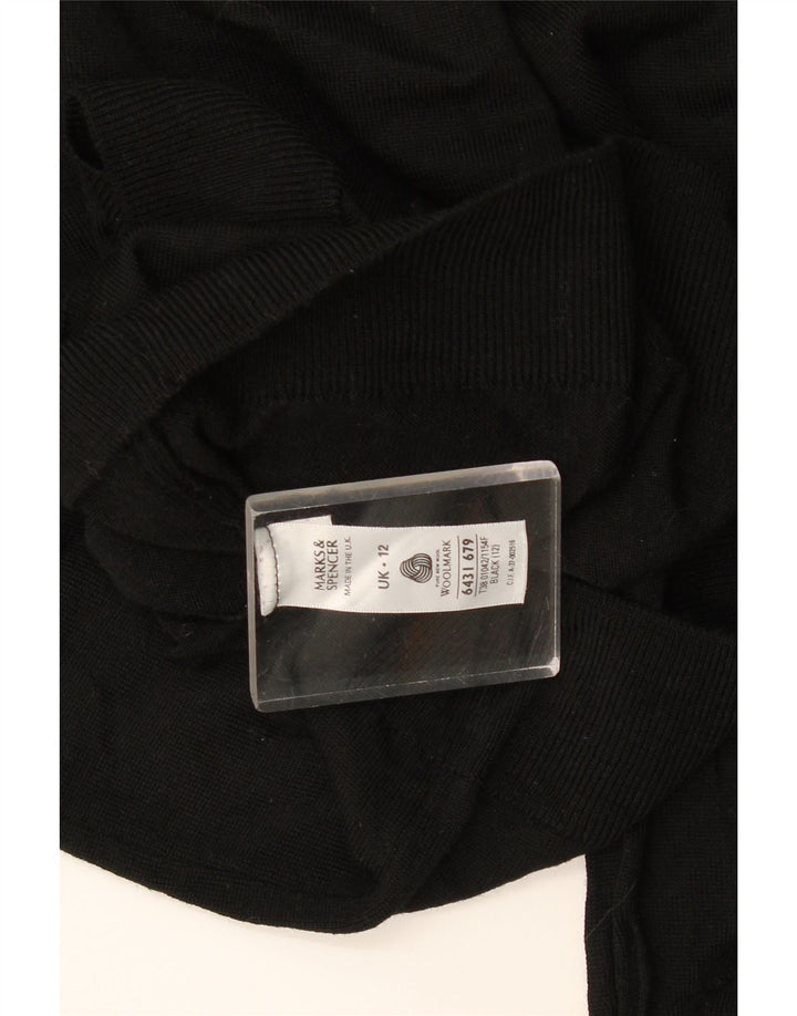 Suéter feminino Marks & Spencer com gola redonda, Reino Unido 12, médio, preto, lã nova