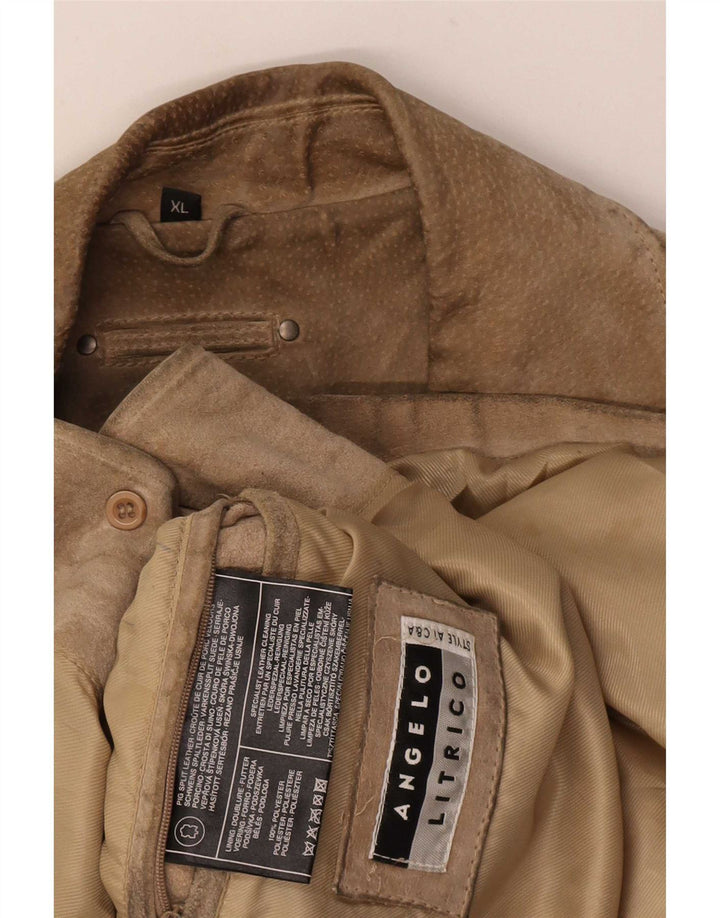 Jaqueta masculina de camurça Angelo Litrico Reino Unido 42 XL couro marrom