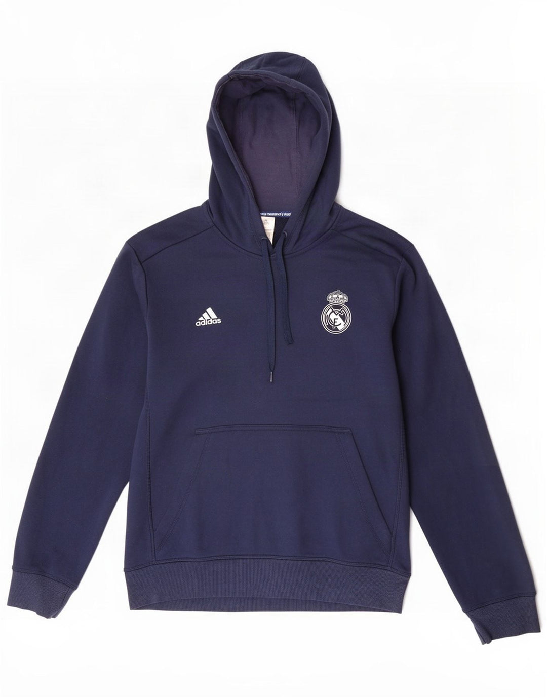 Adidas Mens Real Madrid Hoodie Jumper Médio Azul Marinho Poliéster