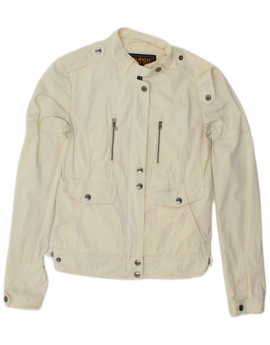 Jaqueta utilitária feminina WOOLRICH UK 10 pequena poliéster branco