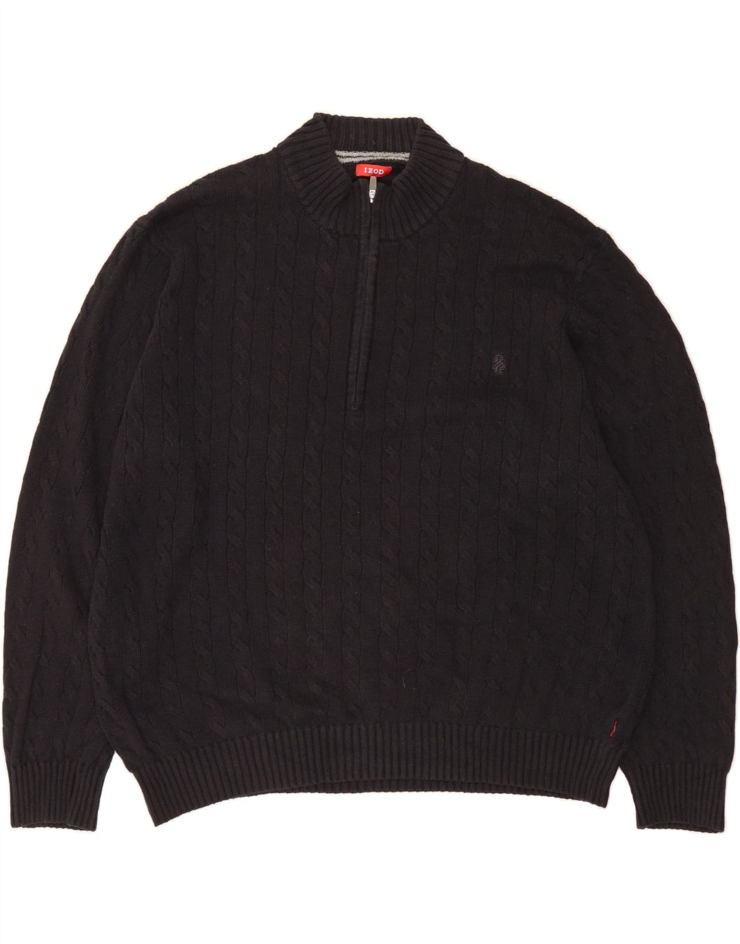 IZOD Mens Zip Neck Jumper Sweater XL Black Cotton Vintage Izod and Second-Hand Izod from Messina Hembry 