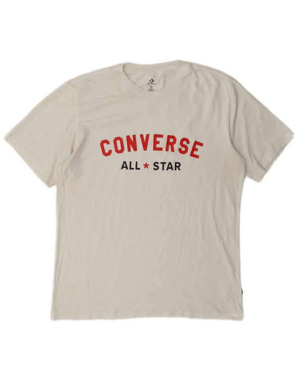 Converse Mens Graphic T-Shirt Top Grande Algodão Branco
