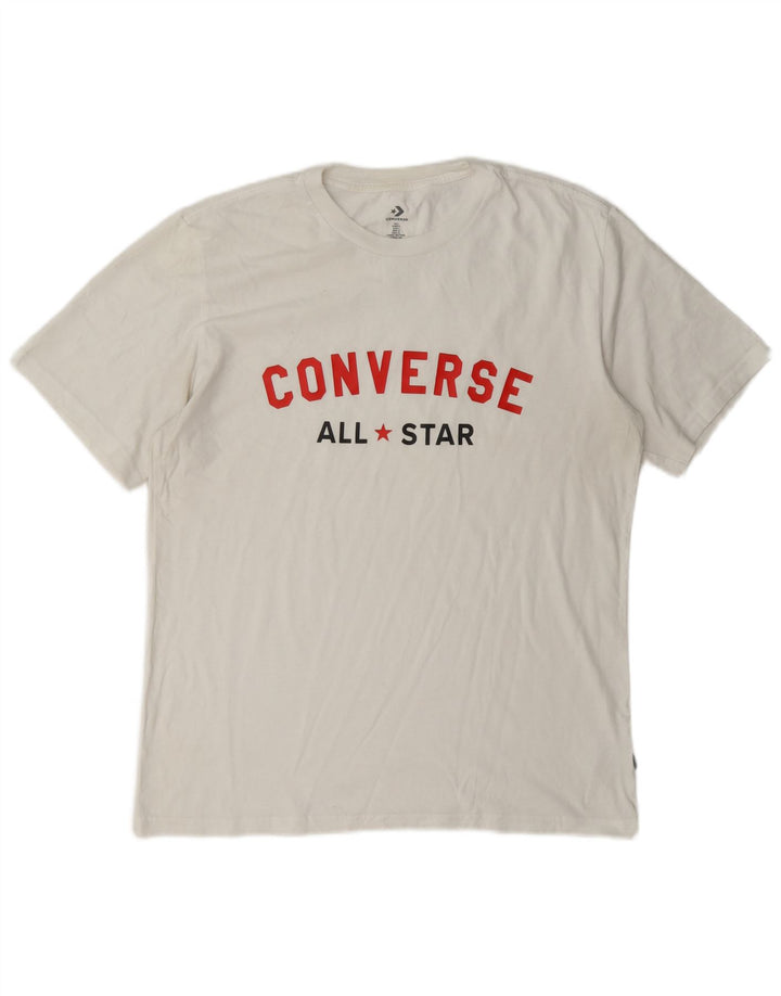 Converse Mens Graphic T-Shirt Top Grande Algodão Branco