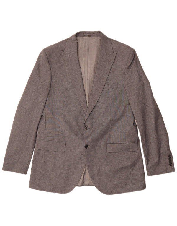 Jaqueta blazer masculina de 2 botões Marks & Spencer Reino Unido 44 XL cinza poliéster