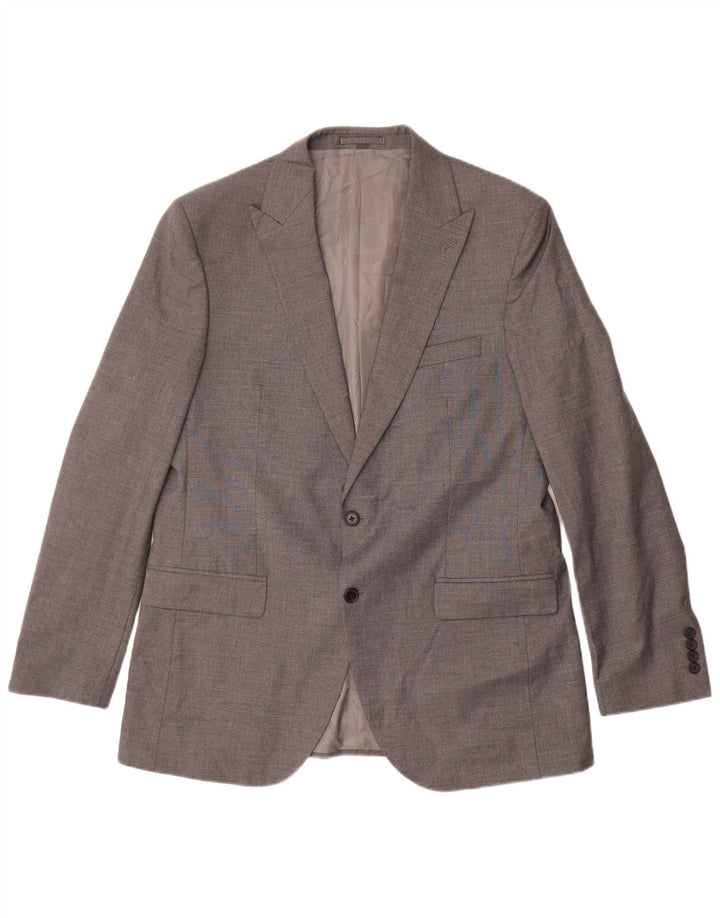 Jaqueta blazer masculina de 2 botões Marks & Spencer Reino Unido 44 XL cinza poliéster