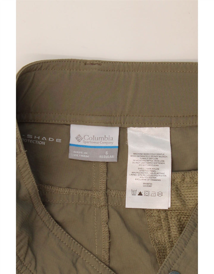 Calça cargo feminina regular COLUMBIA EUA 6 médio W32 L32 cáqui