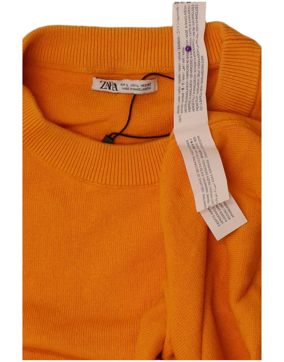 Suéter masculino Zara com gola redonda, grande algodão amarelo