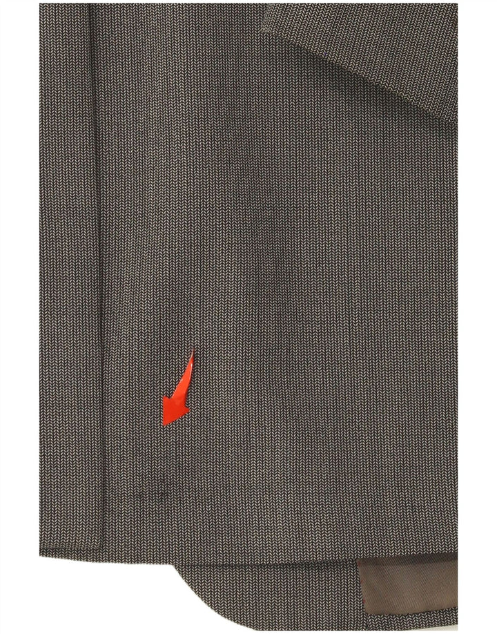 Jaqueta blazer masculina Aquascutum com 1 botão Reino Unido 44 2XL lã espinha de peixe cinza