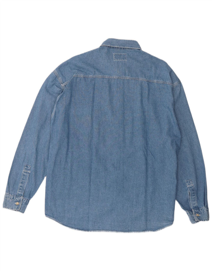 Camisa jeans masculina Wampum grande algodão azul
