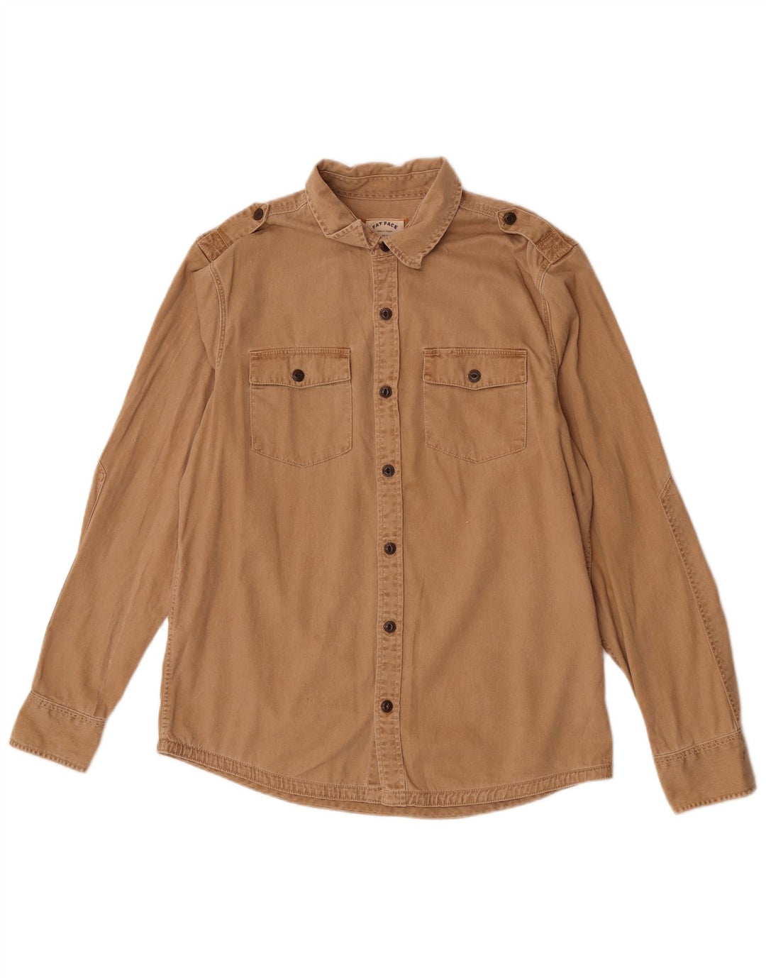 Camisa jeans masculina Fat Face algodão marrom médio