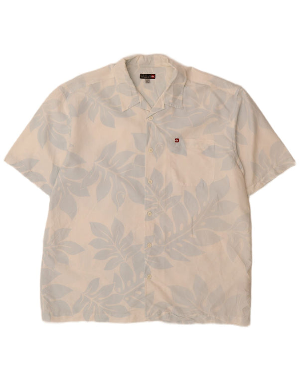 Camisa masculina Quiksilver de manga curta grande branca floral polinosica