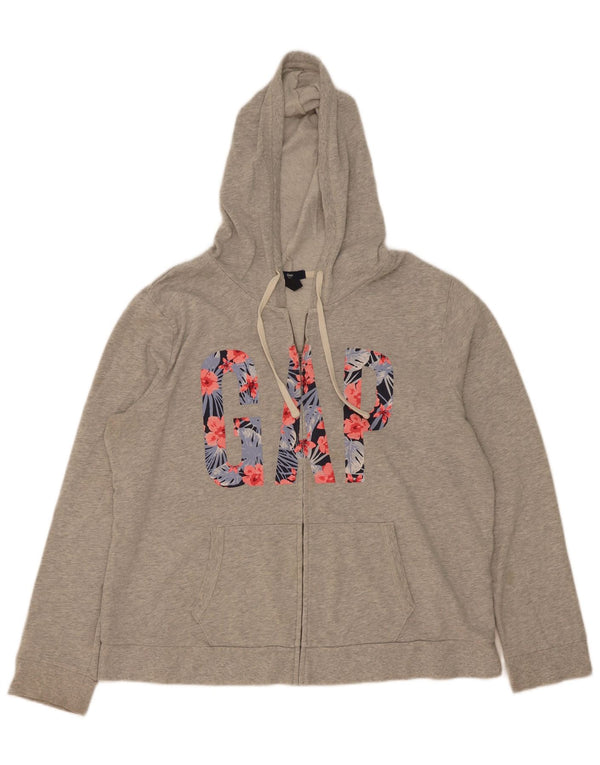 Suéter feminino Gap com capuz e zíper gráfico UK 18 XL algodão cinza