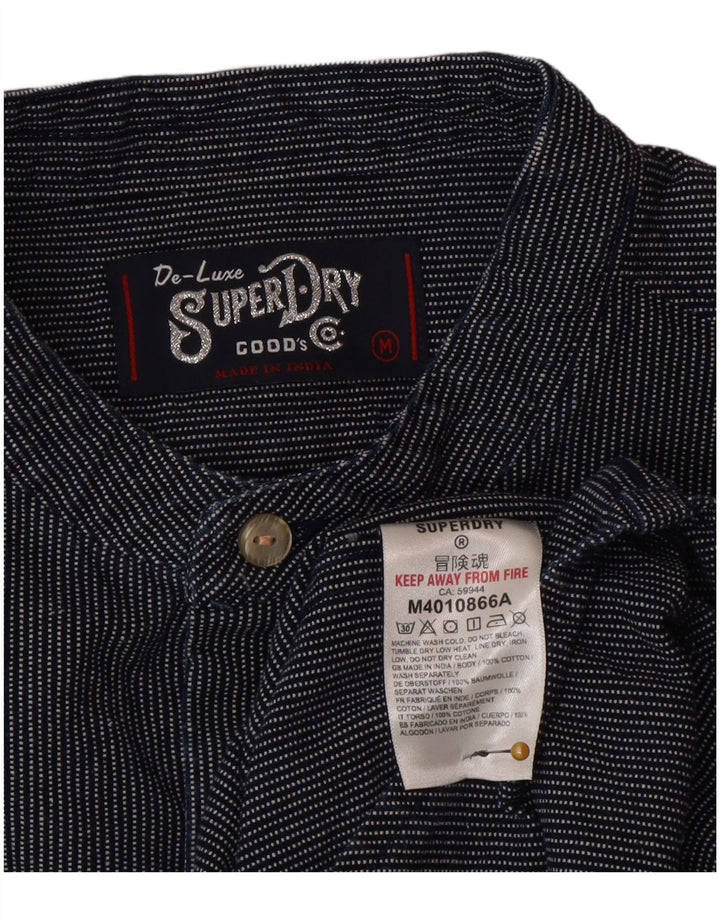 Camisa masculina Superdry média risca de giz azul marinho poliéster