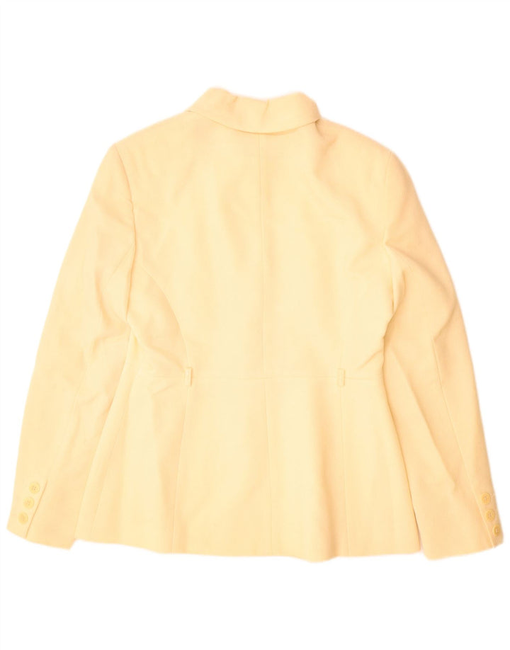 Jaqueta blazer feminina Karen Millen com 3 botões Reino Unido 14 bege médio lã nova