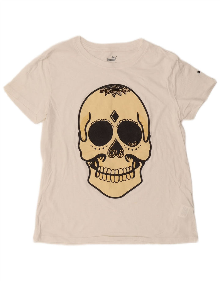Camiseta masculina PUMA com estampa gráfica pequena de algodão off white